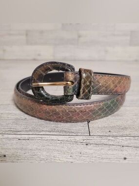 Women’s DAME Rainbow Python Snakeskin Leather Exotic Accent Belt Size M